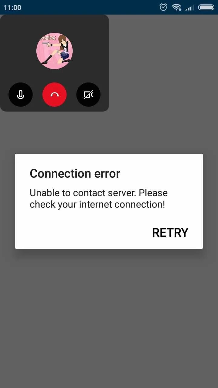 Unable to contact server. Unable to contact server