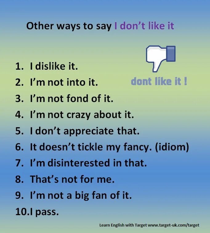 Dont way. Other ways to say i like. I don't like синонимы. Other ways to say like на английском. Предложения с i dont like.
