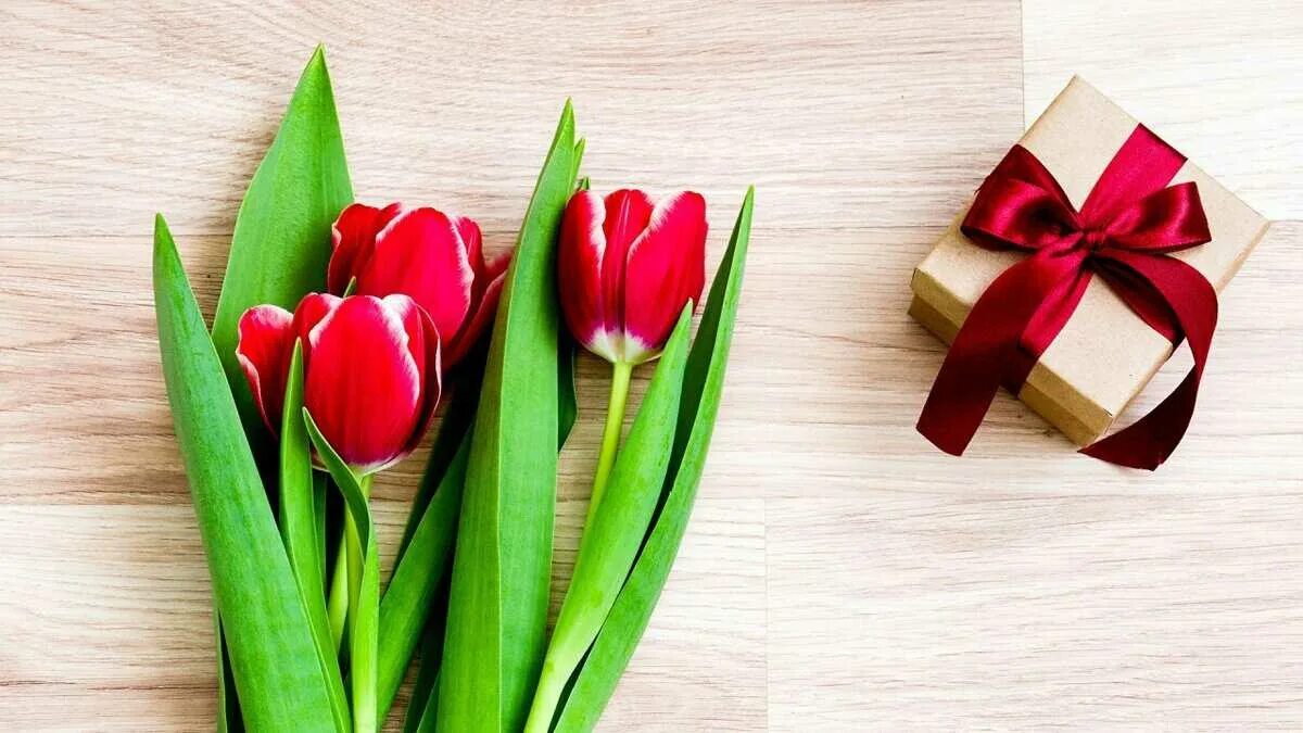Какие цветы принято дарить на 8. Красные тюльпаны.