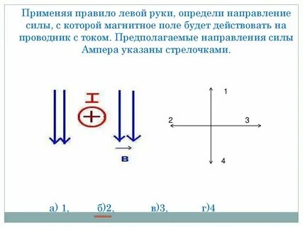 Задания на правило левой и правой руки
