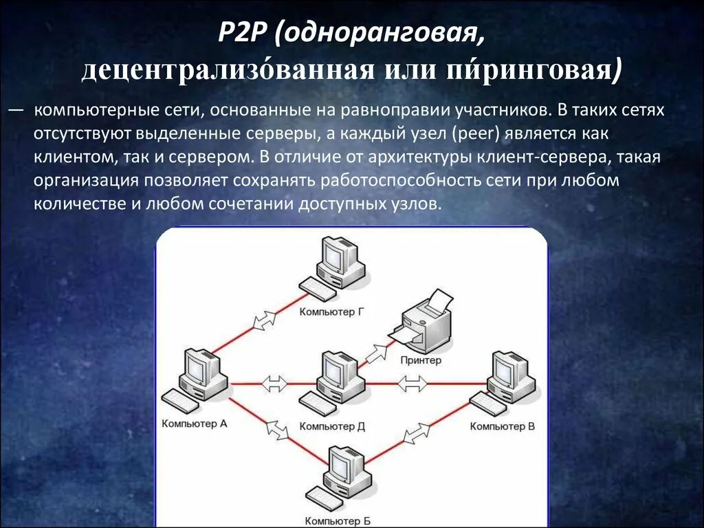 Трафик компьютерных сетей. Одноранговой сети. Децентрализованная одноранговая сеть. Одноранговая, децентрализованная или пиринговая сеть. Пиринговые (p2p) сети.