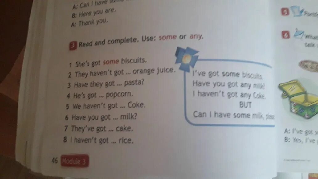 Can i have some pasta или any. Have they got any pasta перевод. I have got some перевод. Read and complete ответы. Read and complete here