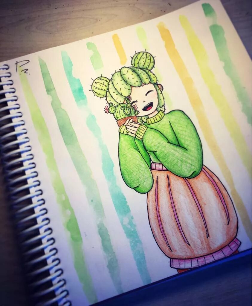 картинка кактус девочка