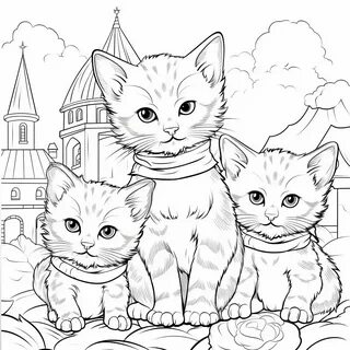 4 кота раскраска