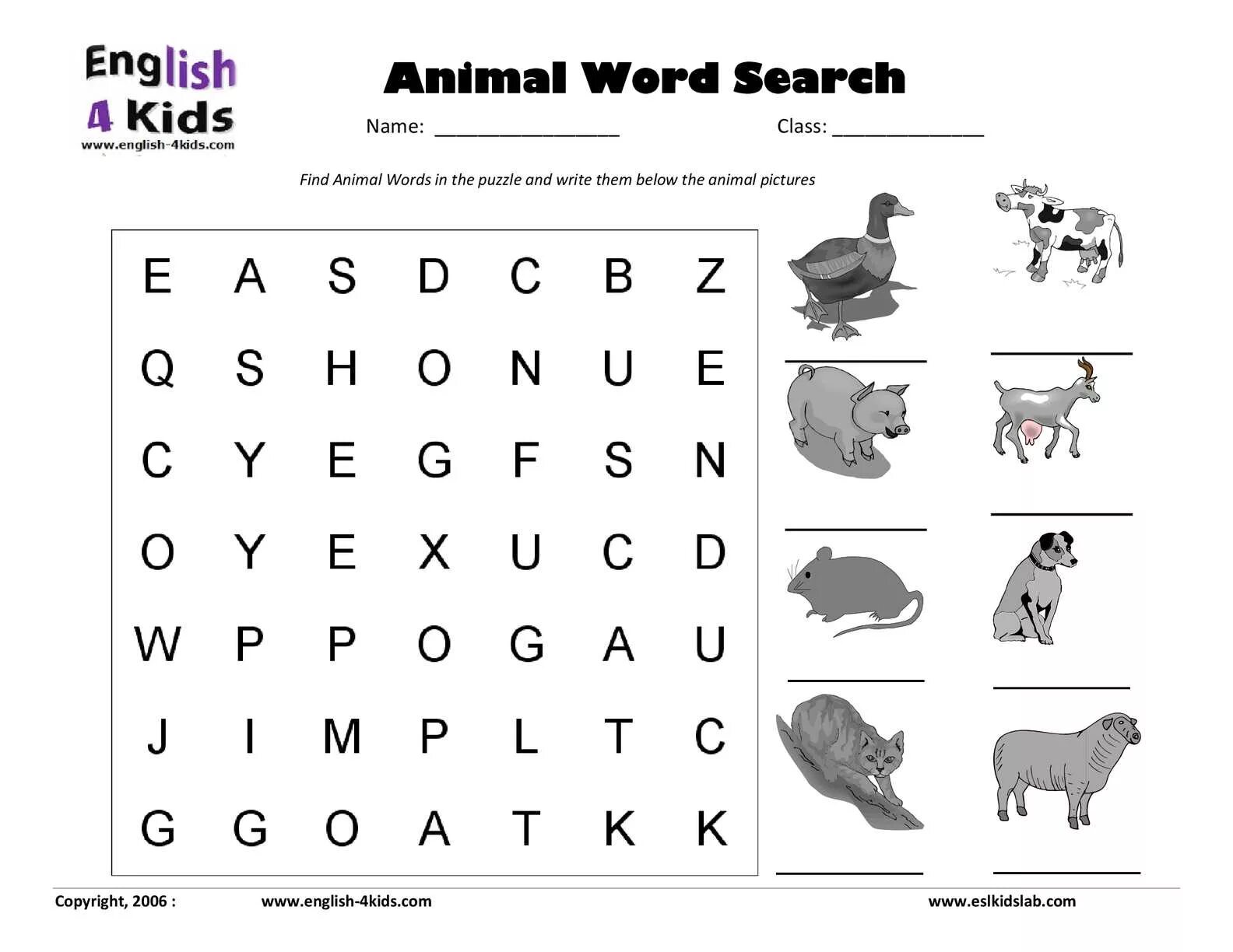 Animal find a word