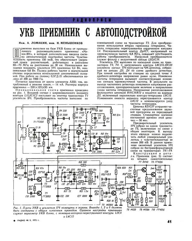 Приемник укв. Фм приемник на германиевых транзисторах. укв приемник с фапч. схема укв с фапч. укв радиоприемник с фапч в полякова.