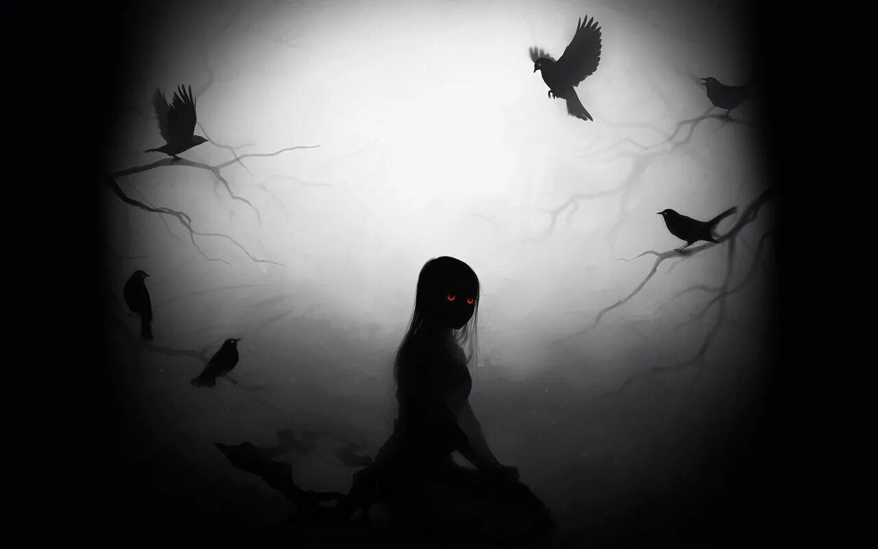 Загадочная тень. Мрачный силуэт. Темный силуэт. Мрак одиночество. Мистические птицы.