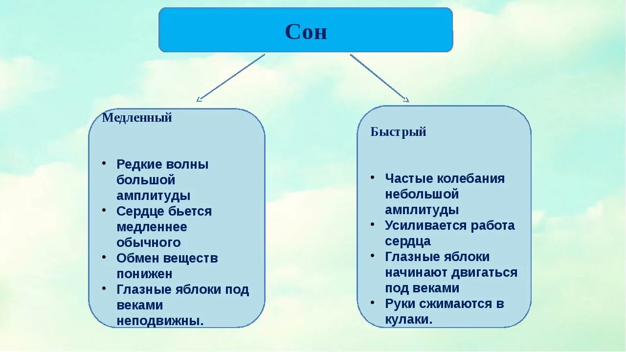 Быстрый и медленный сон. Быстрый и медленный сон таблица. Характеристика медленного сна. Медленный сон характеризуется. Согласно версии назначение быстрого сна найдите грамматическую