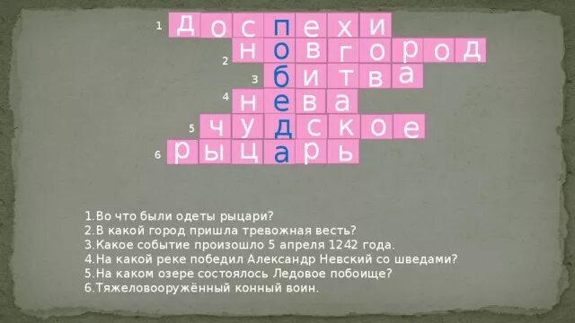 Кроссворд слова опера. Кроссворд по Александру Невскому. Вопросы по истории с ответами.