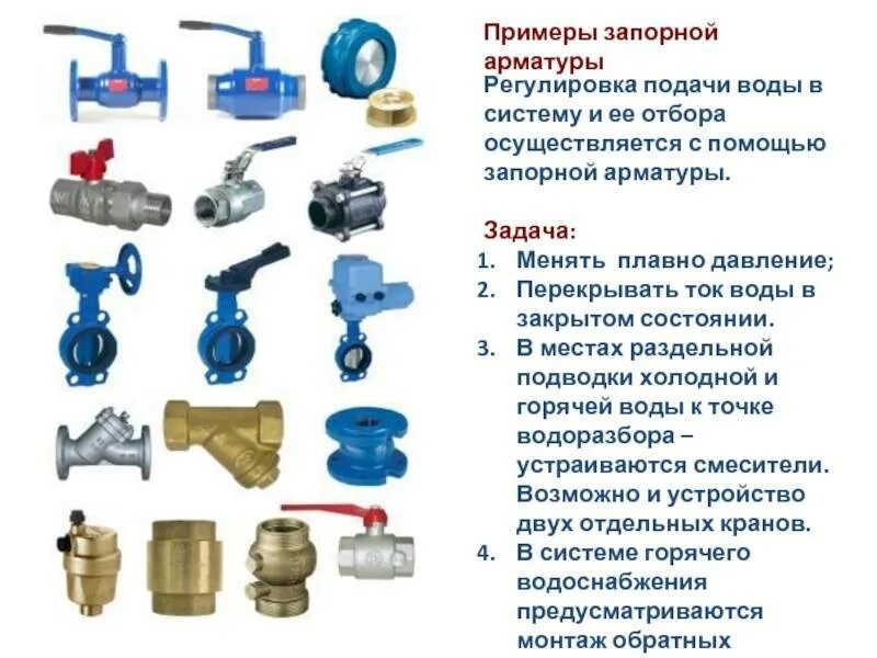 Классификация типов трубопроводной арматуры вентиль. Крепление запорной арматуры системы отопление. Сантехническая арматура распределительный клапан. Типы регулировочной и запорной арматуры для отопления.