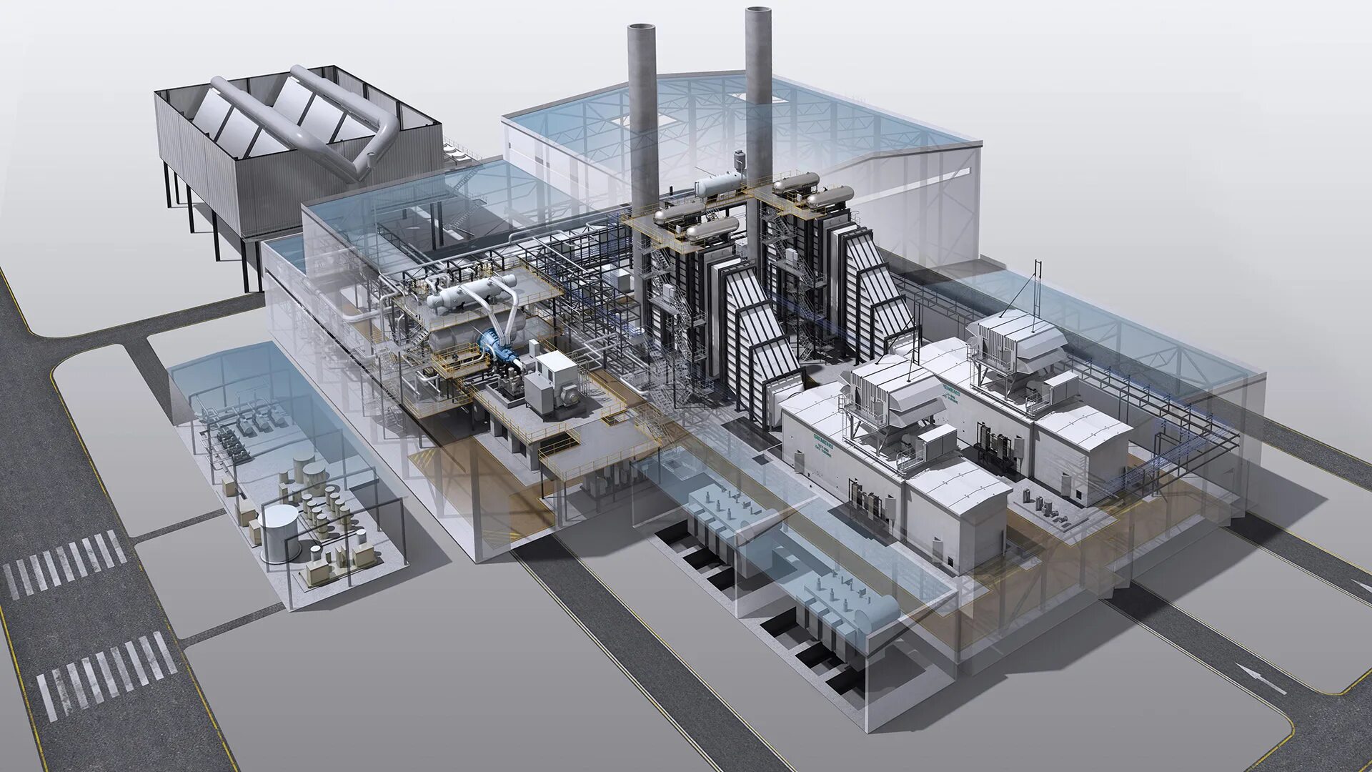 Siemens Power Plant 3d. Генплан ТЭС. Проектирование заводов. Производственные постройки. Проекты тэц