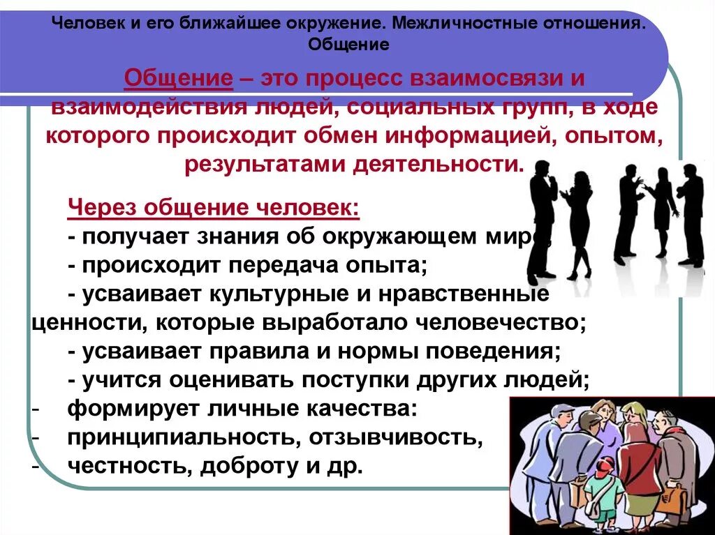 Урок функции общения 10 класс обществознание. Человек и его ближайшее окружение. связь общения и межличностных отношений. человек и его ближайшее окружение обществознание. человек и его ближайшее окружение межличностные отношения общение.