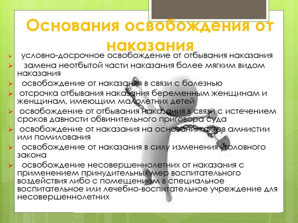 Основание применения наказания. Виды условно досрочного освобождения. Основания освобождения от наказания. Условно-досрочное освобождение от наказания. Причина условно досрочного освобождения.