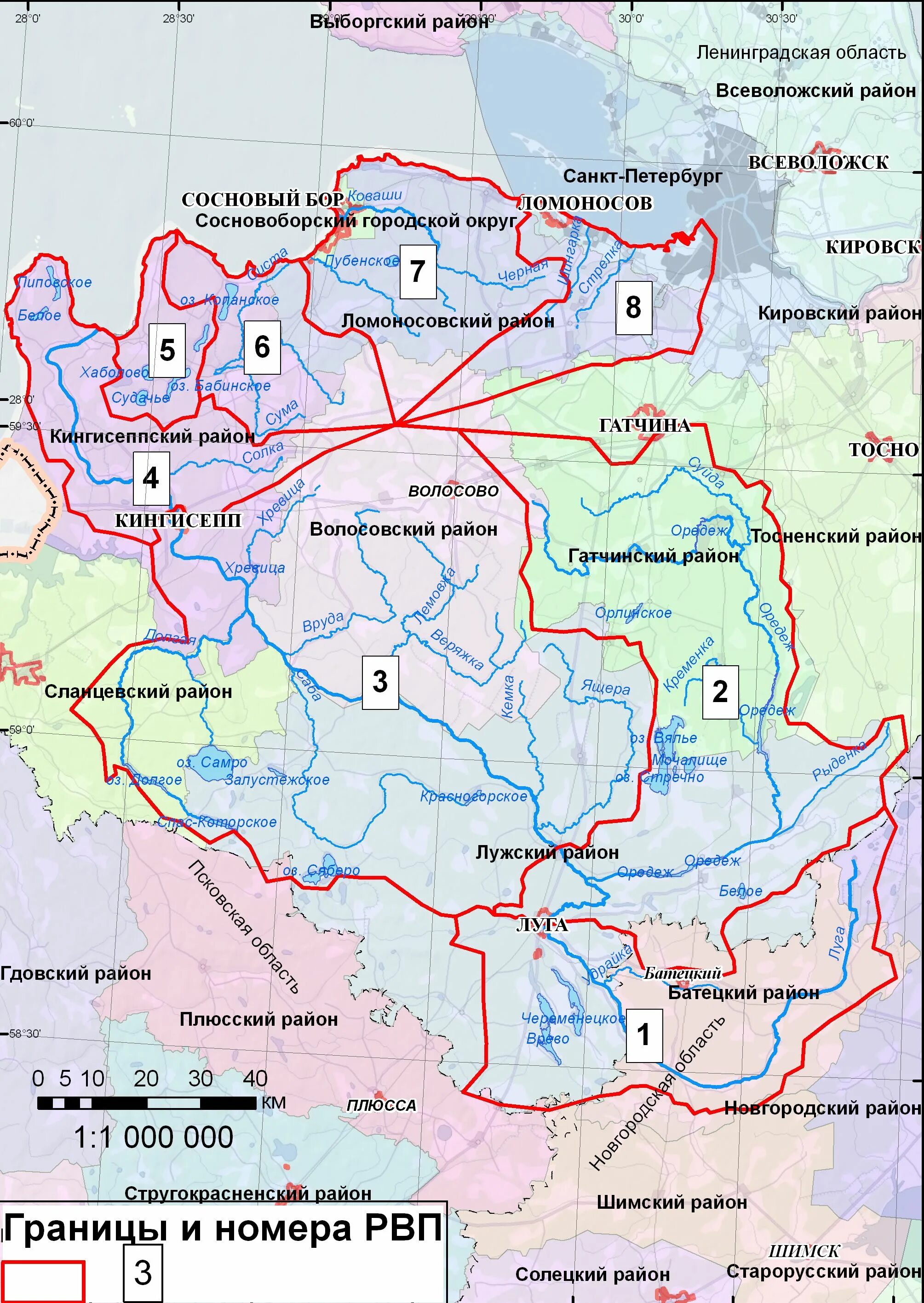 Река луга на карте