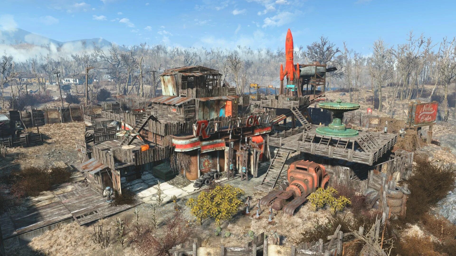 Fallout red. Fallout 4 красная ракета поселение. фоллаут 4 поселение ред рокет. fallout 4 красная ракета база. фоллаут 4 красная ракета застройка.