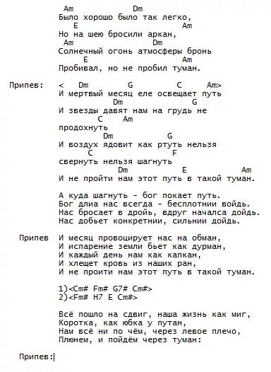 А по темным гуляет дождь аккорды. Тексты песен с аккордами. Тексты песен с аккордами для гитары. Сектор газа туман текст. Текст и аккорды сектор газа.