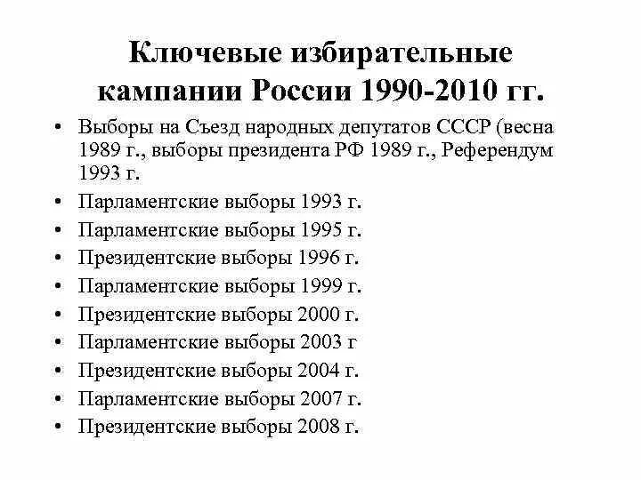 Тест россия в 1990. Избирательные компании РФ 1990. Президентские выборы 1993 участники. Парламентские и президентские выборы 2003 и 2004 гг.. Избирательная кампания в РФ план.