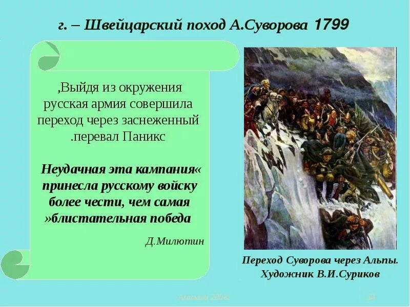 Какие походы совершил суворов. Швейцарский поход Суворова 1799 таблица. Суворов швейцарский поход итоги. Итальянский поход Суворова 1799. Швейцарский поход Суворова цель.