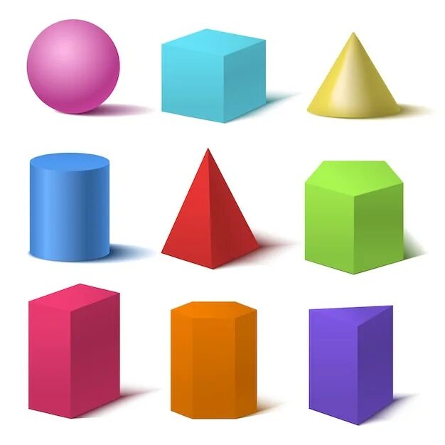 Пирамида призма конус сфера. Объемные геометрические фигуры. Цветные объемные фигуры. Объемные геометрические фигуры для детей. Шар Геометрическая фигура.