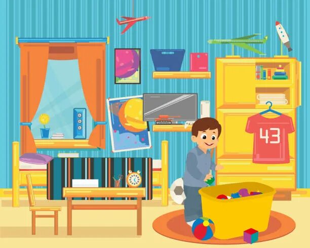 The toys are in the room. Children tidy up the room. tidy my room vector. tidy room картинка для детей. tidy up my room picture for kids.