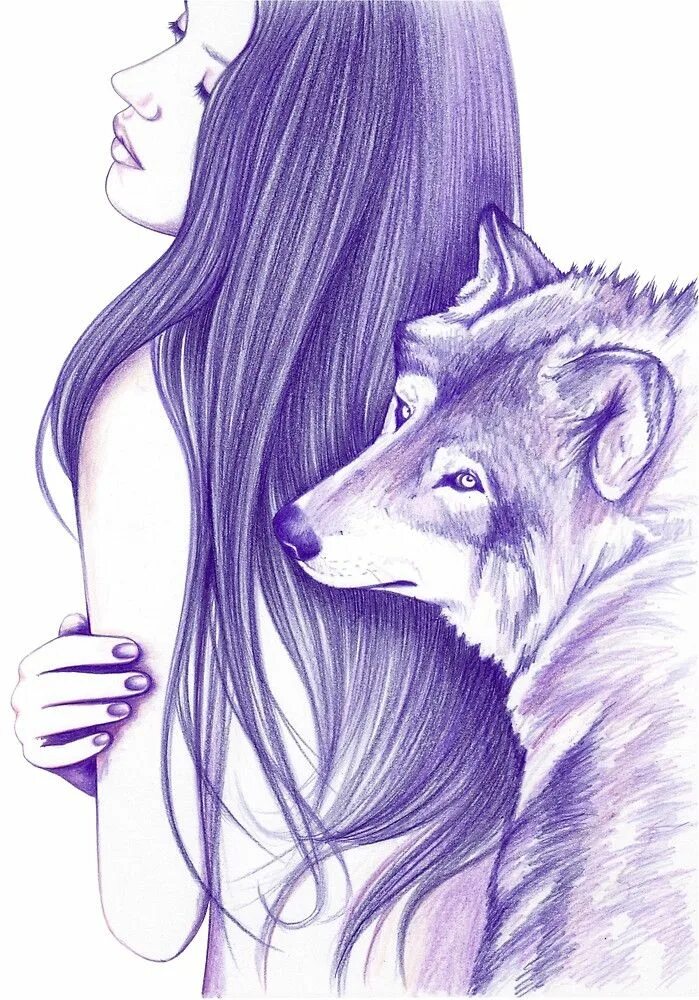 Волк рисунок. Волк и девушка рисунок карандашом. Эскиз девушка с животным. Рисунок девушки брюнетки с волком. Девочка с волками рисунок карандашом.