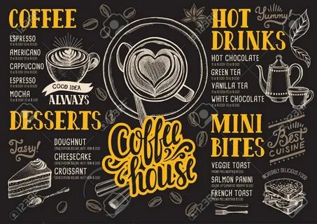 Coffee food menu for restaurant and cafe. 