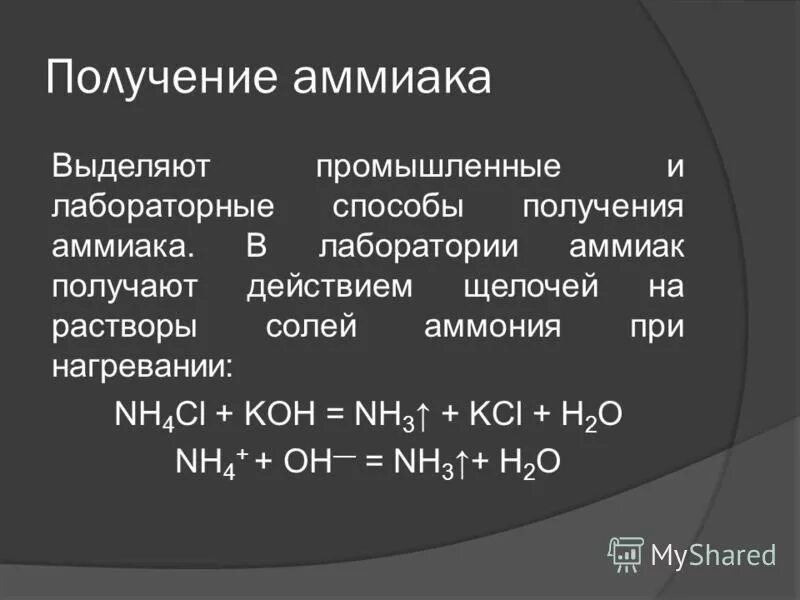 Газообразный аммиак выделившийся