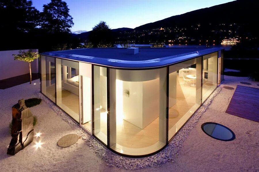 Жизнь в стеклянном доме. Lake Lugano House. Lake Lugano House / JMA. Lake Lugano House/ JM Architecture/ Швейцария. Стеклянный дом Филипа Джонсона.