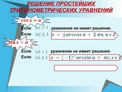 Презентация решение тригонометрических уравнений