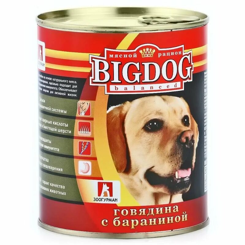 Зоогурман "big Dog" мясное ассорти ж/б 850гр. Биг дог консервы д/с говядина / 850 г. Зоогурман Биг дог говядина для щенков 850 гр ж/б 1635. Зоогурман консервы для собак. Влажный корм для собак говядина