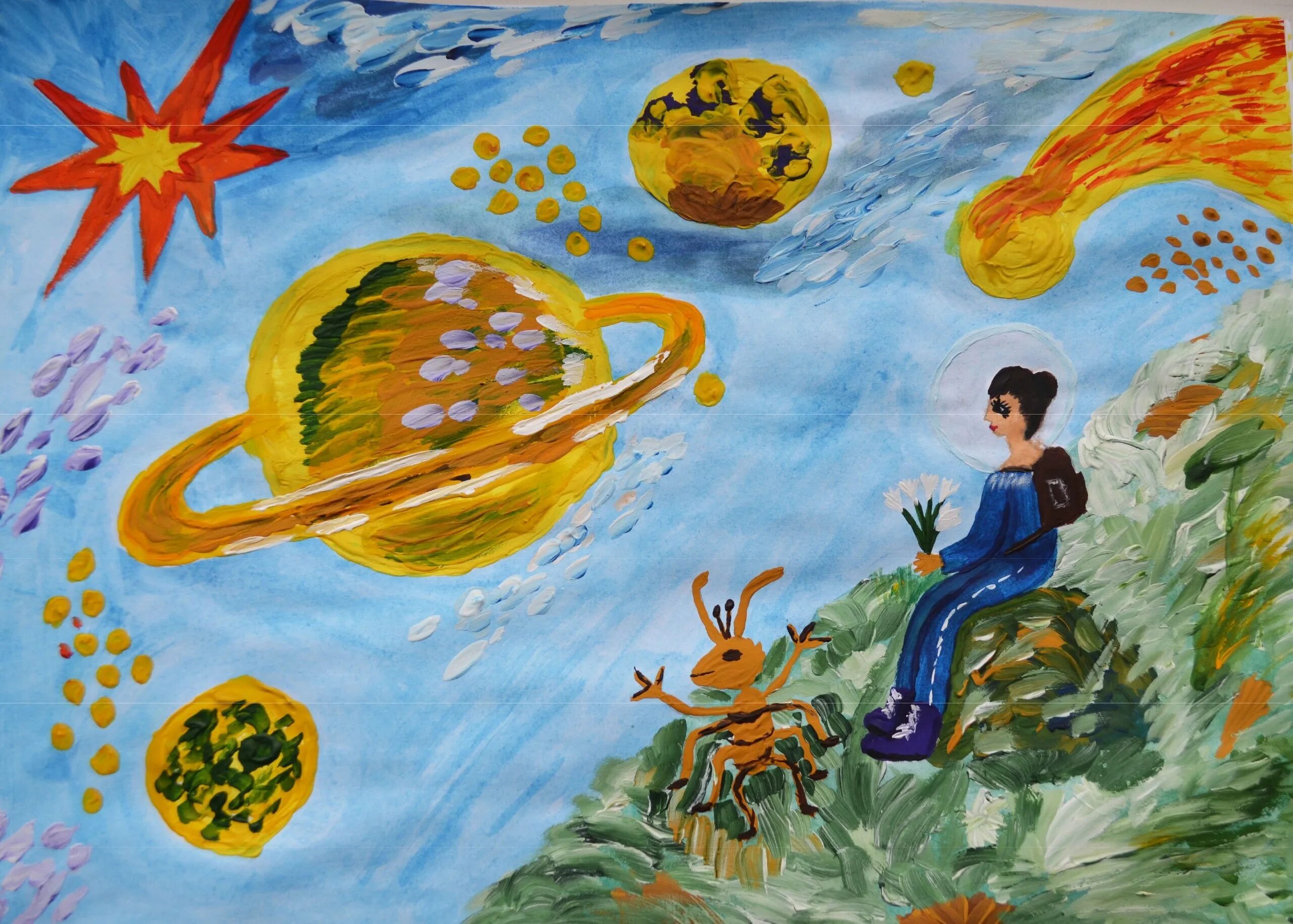 Планета рисунок 5 класс. Рисунок на тему космос. Детский рисунок. Рисунки на тему Планета детства. Космос глазами детей рисунки конкурс.