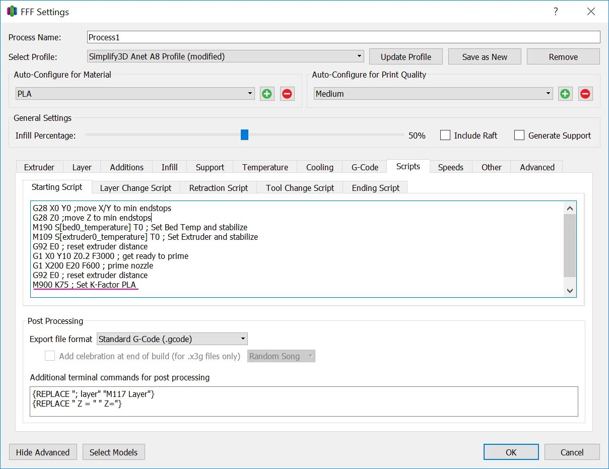 Process setup