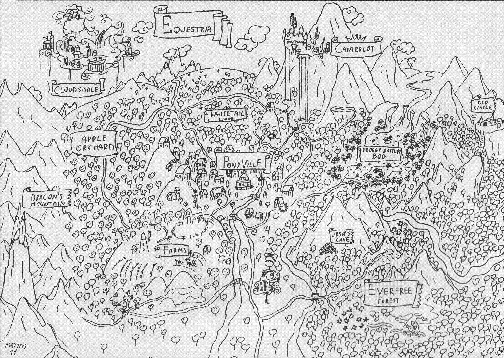 Печать карт городов. Города Эквестрии карта. Карта раскраска. Карта волшебной страны. Карта города раскраска.