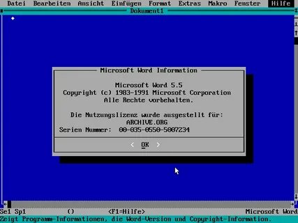 Ms dos word