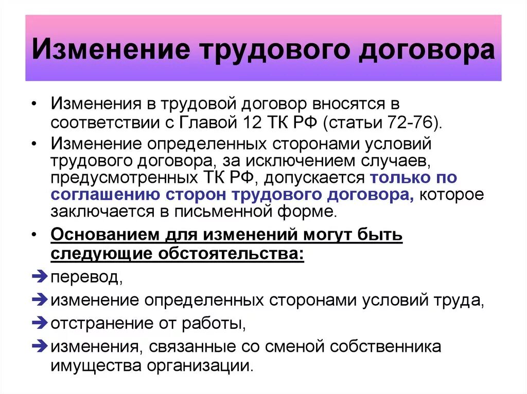 Изменение трудового договора. Основанием для изменения трудового договора является. Каков порядок изменения трудового договора. Порядок изменения трудового договора кратко. Изменение условий договора происходит