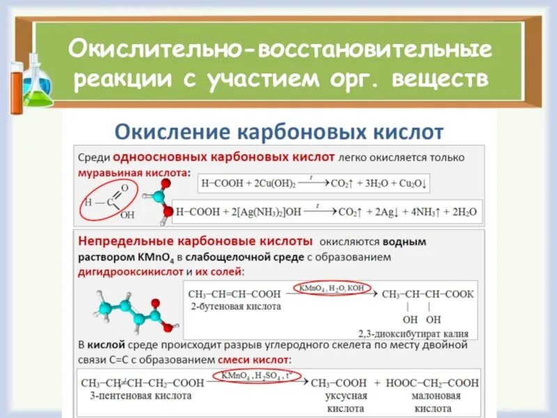 Окисление карбоновых кислот перманганатом калия. Окисление карбоновых кислот перманганатом калия в кислой среде. Реакция окисления карбоновых кислот. Окисление карбоновых кислот перманганатом. Реакции окисления карбоновых кислот