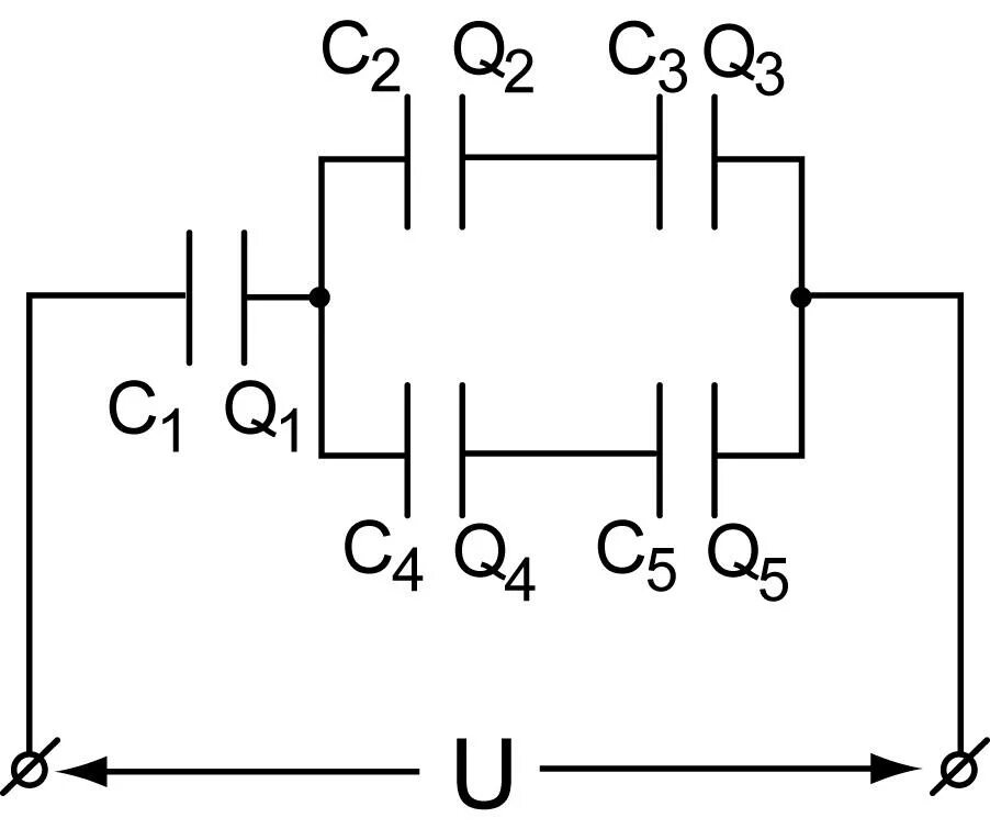 Последовательное соединение конденсаторов схема. Схемы соединения конденсаторов. Смешанное соединение конденсаторов. Емкость конденсаторов при смешанном соединении. Формула смешанного соединения конденсаторов.