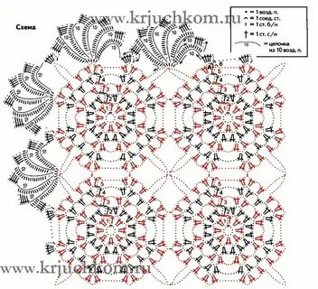 Прямоугольная салфетка крючком схема