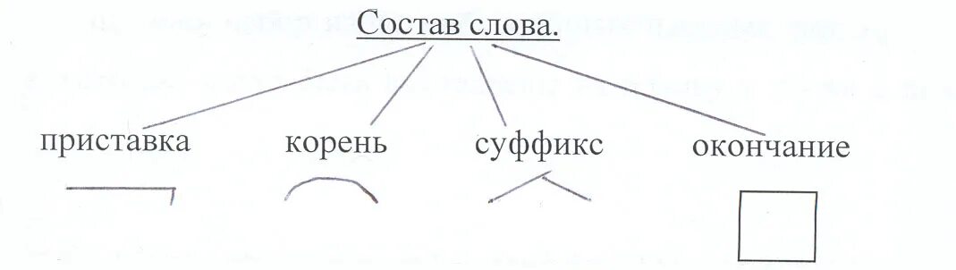 Приставка корень суффикс окончание. Корень суффикс окончание. Приставка корень окончание. Состав слова схема.