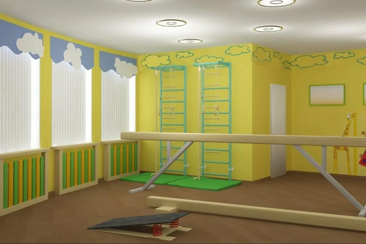Спортивный зал в детском саду. Физкультурный зал в детском саду. Интерьер детского сада. Оборудование для спортзала в детском саду.