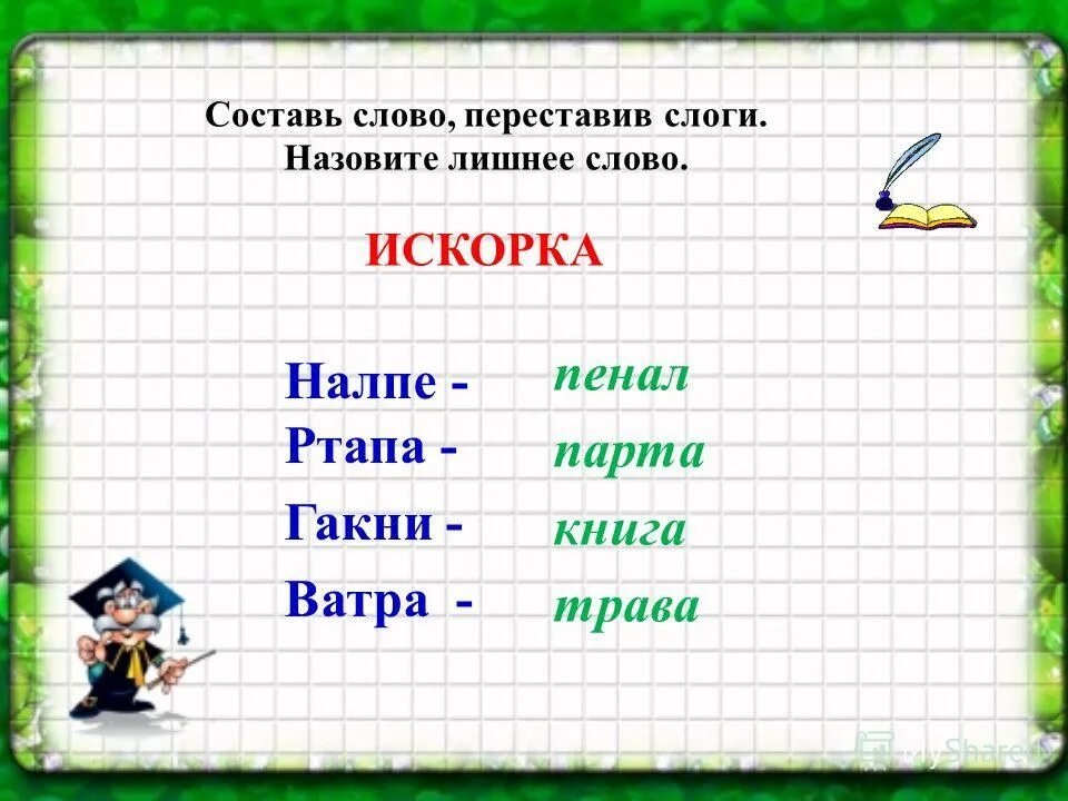 Слова с переставленными слогами. Перестановка слогов. Перестановка слогов в слове. Составить слова перестановкой слогов. Пенал по слогам