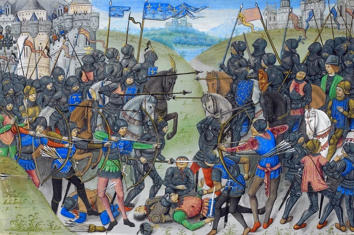 Картинка столетней войны. Битва при Азенкуре 1415 год гравюра. Битва при Креси Иоганн Люксембургский.