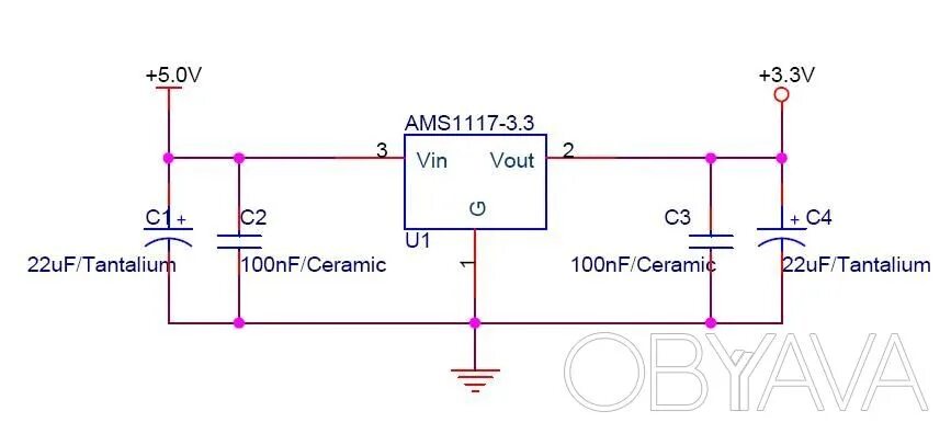 Стабилизатор напряжения ams1117 схема AMS1117-3.3 (LM1117) 10шт Электронные компоненты и принадлежности АлиЭкспресс