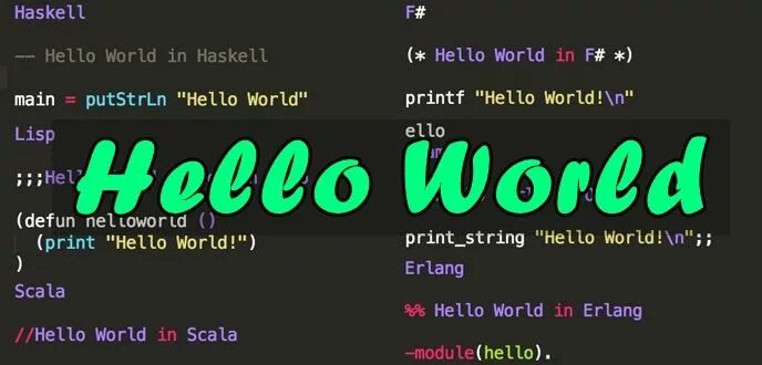 Different code. Программирование hello World. Haskell язык программирования hello World. С# hello World. Hello World in different Programming languages.