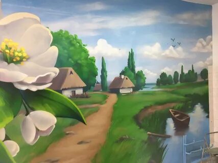 Челябинский художник нарисовал в столовой психбольницы умиротворяющий пейзаж