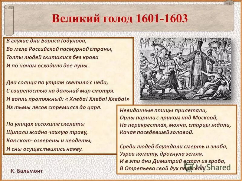 Великий голод. Великий голод (1601-1603). Великий голод 1601.