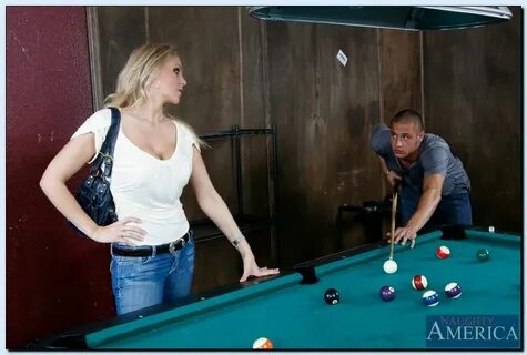 Julia Ann screws her boy toy on a pool table in a white bra (Naughty Americ...