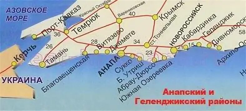 Карта побережья анапы