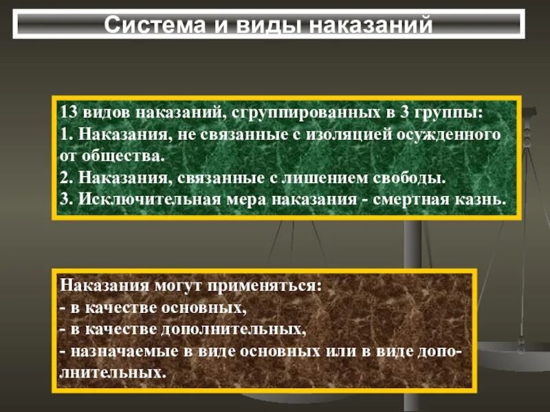Сколько систем наказаний содержит ук. Система и виды наказаний. виды уголовных наказаний. понятие системы наказаний. система наказаний в уголовном праве рф.