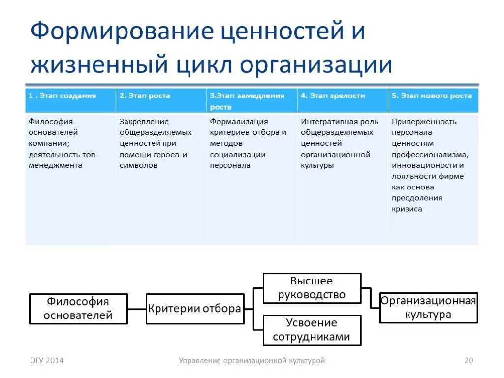 Формирование и управление организационной культурой. Организационная культура компании. Формирование ценностей. Механизм формирования ценностей.